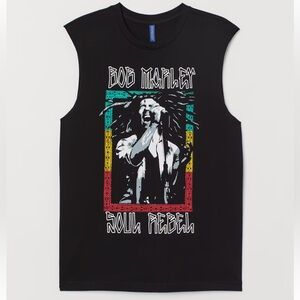H&M Divided Bob Marley Soul Rebel Black Rock Grunge Tank Top Size S